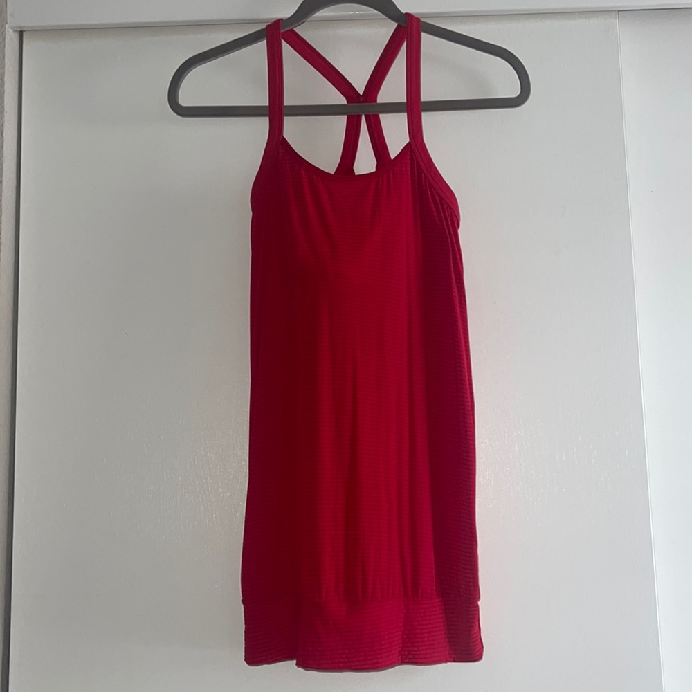 Red Beyond Yoga tank top with built in bra